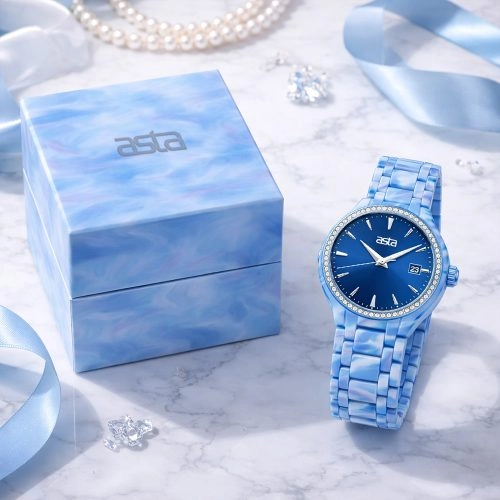 asta-Women Acetate Japan Quartz Watch Aegean Phantom Swirl 11401-Acetate Strap