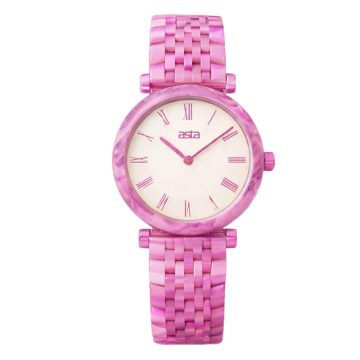 asta-Women Acetate Japan Quartz Watch Sakura Obsidian Swirl 11501-Acetate Strap