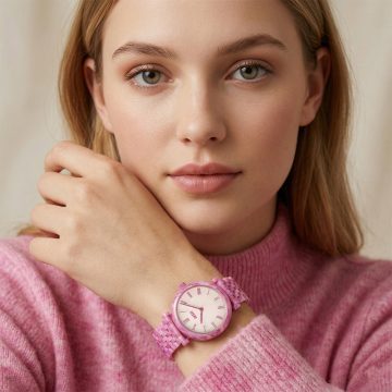 asta-Women Acetate Japan Quartz Watch Sakura Obsidian Swirl 11501-Acetate Strap