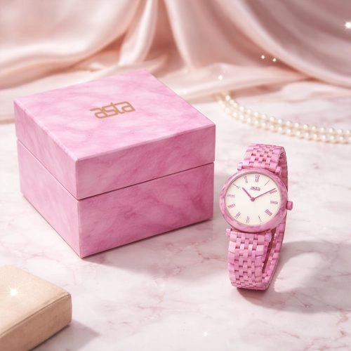 asta-Women Acetate Japan Quartz Watch Sakura Obsidian Swirl 11501-Acetate Strap