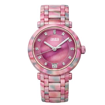 asta-Women Acetate Japan Quartz Watch Rose Agate Essence 11701-Acetate Strap