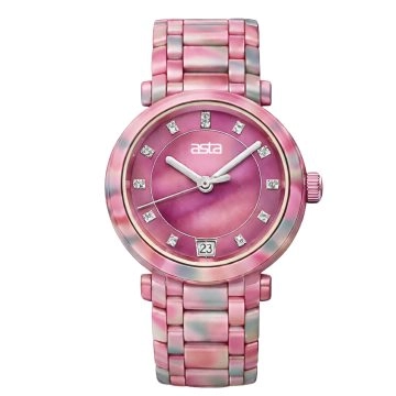 asta-Women Acetate Japan Quartz Watch Rose Agate Essence 11701-Acetate Strap