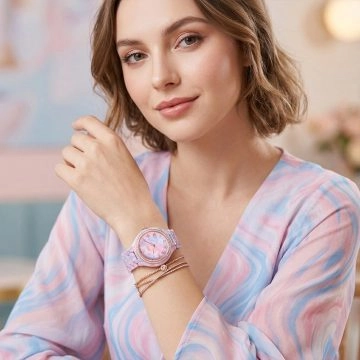 asta-Women Acetate Japan Quartz Watch Cloud Dream Neon Swirl 11801-Acetate Strap