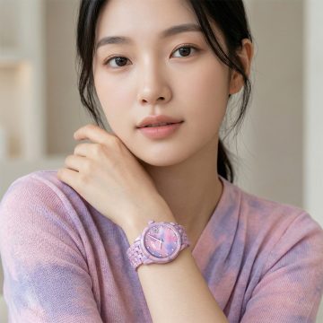 asta-Women Acetate Japan Quartz Watch Lavender Rose Tide Swirl 12001-Acetate Strap