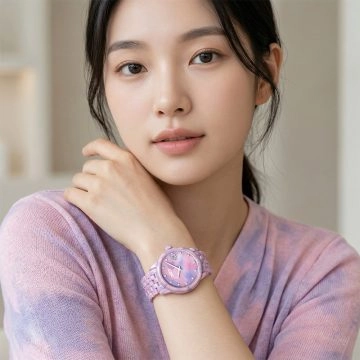 asta-Women Acetate Japan Quartz Watch Lavender Rose Tide Swirl 12001-Acetate Strap