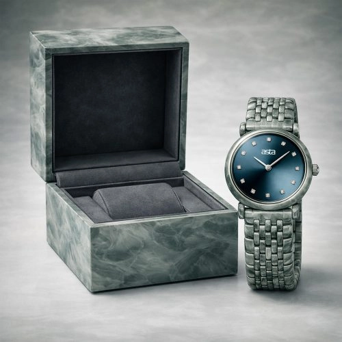 asta-Women Acetate Japan Quartz Watch Obsidian Frost Swirl 12101-Acetate Strap