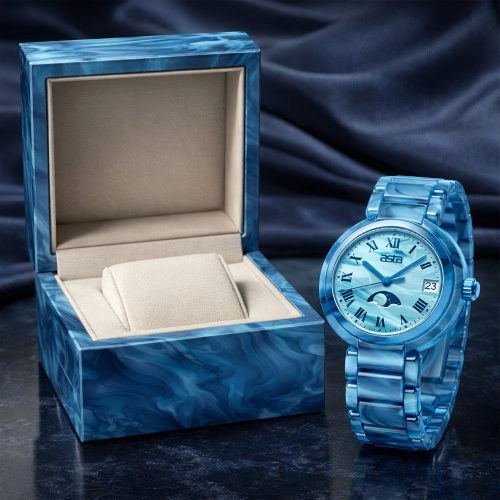 asta-Women Acetate Japan Quartz Watch Celestial Blue Onyx Essence 12401-Acetate Strap