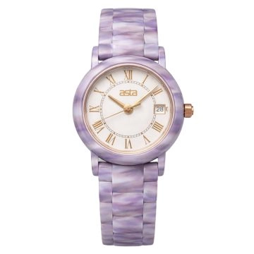 asta-Women Acetate Japan Quartz Watch Mist Lavender Drift 12501-Acetate Strap