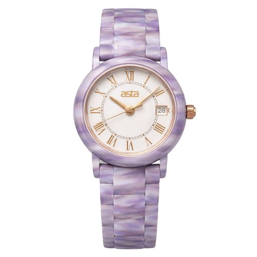 asta-Women Acetate Japan Quartz Watch Mist Lavender Drift 12501-Acetate Strap