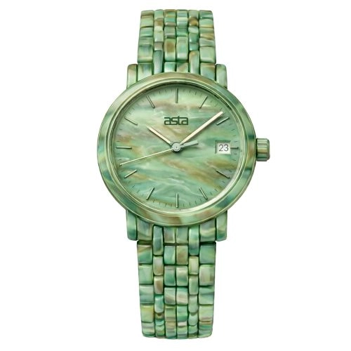 asta-Women Acetate Japan Quartz Watch Emerald Tide Swirl 12701-Acetate Strap