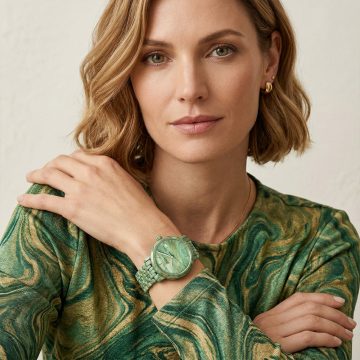 asta-Women Acetate Japan Quartz Watch Emerald Tide Swirl 12701-Acetate Strap