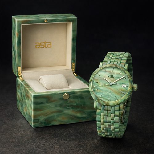 asta-Women Acetate Japan Quartz Watch Emerald Tide Swirl 12701-Acetate Strap