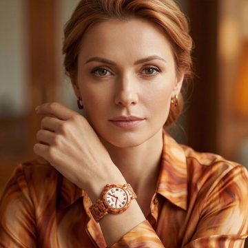 asta-Women Acetate Japan Quartz Watch Caramel Obsidian Swirl 12901-Acetate Strap