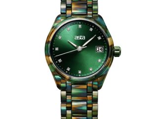 asta-Women Acetate Japan Quartz Watch Camo Aurora Drift 13001-Acetate Strap