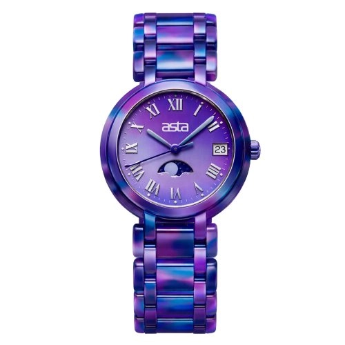 asta-Women Acetate Japan Quartz Watch Cyber Neon Swirl 13101-Acetate Strap
