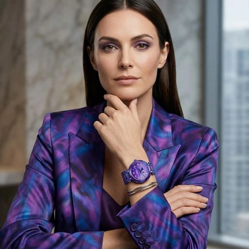 asta-Women Acetate Japan Quartz Watch Cyber Neon Swirl 13101-Acetate Strap