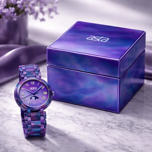 asta-Women Acetate Japan Quartz Watch Cyber Neon Swirl 13101-Acetate Strap