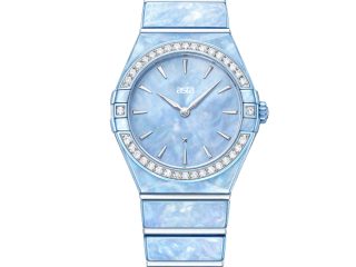 asta-Women Acetate Japan Quartz Watch Arctic Blue Amber Swirl 13302-Acetate Strap
