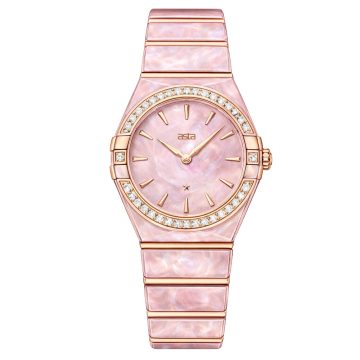asta-Women Acetate Japan Quartz Watch Pink Quartz Essence Swirl 13303-Acetate Strap
