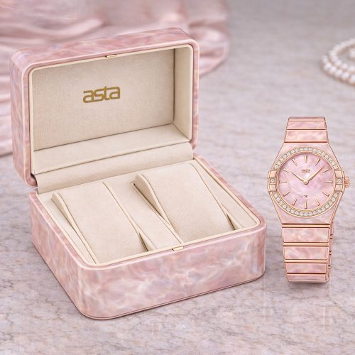 asta-Women Acetate Japan Quartz Watch Pink Quartz Essence Swirl 13303-Acetate Strap