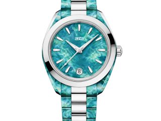 asta-Women Acetate Japan Quartz Watch Azure Sea Obsidian Swirl 13401-Acetate Strap