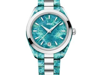 asta-Women Acetate Japan Quartz Watch Azure Sea Obsidian Swirl 13401-Acetate Strap