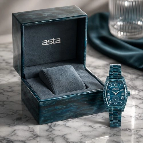 asta-Women Acetate Japan Quartz Watch Deep Sea Obsidian Swirl 13801-Acetate Strap