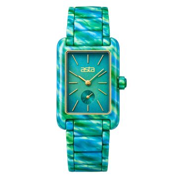 asta-Women Acetate Japan Quartz Watch Emerald Sea-Star Swirl 13901-Acetate Strap