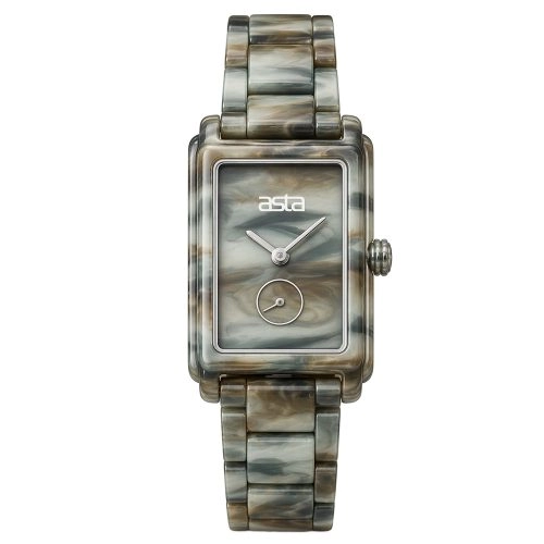 Relógio de quartzo «asta-Women Acetate Japan», cinzento «Rock Ink Swirl», 14001 — bracelete em acetato
