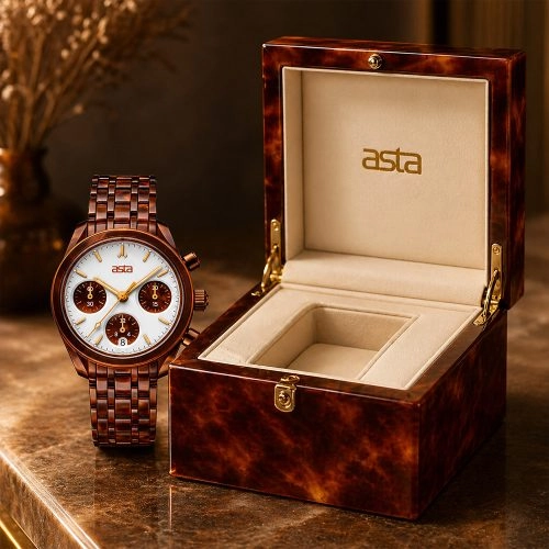 asta-Women Acetate Japan Quartz Watch Lava Amber Essence 14301-Acetate Strap