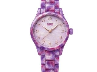 asta-Women Acetate Japan Quartz Watch Purple Pink Star-Tide Swirl 14401-Acetate Strap