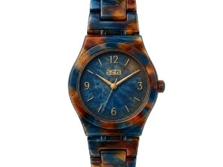 asta-Women Acetate Japan Quartz Watch Stellar Blue Ignite Swirl 14501-Acetate Strap