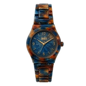 asta-Women Acetate Japan Quartz Watch Stellar Blue Ignite Swirl 14501-Acetate Strap