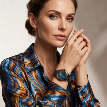 asta-Women Acetate Japan Quartz Watch Stellar Blue Ignite Swirl 14501-Acetate Strap