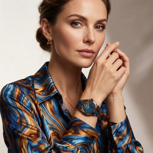 asta-Women Acetate Japan Quartz Watch Stellar Blue Ignite Swirl 14501-Acetate Strap