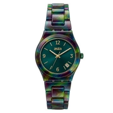 asta-Women Acetate Japan Quartz Watch Verdan Nebula Drift 14601-Acetate Strap