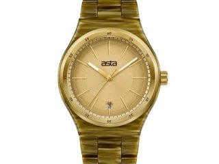 asta-Women Acetate Japan Quartz Watch Golden Grain Swirl 14801-Acetate Strap