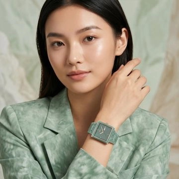 asta-Women Acetate Japan Quartz Watch Mint Rock Phantom Swirl 15001-Acetate Strap