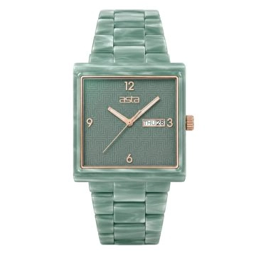 asta-Women Acetate Japan Quartz Watch Mint Rock Phantom Swirl 15001-Acetate Strap