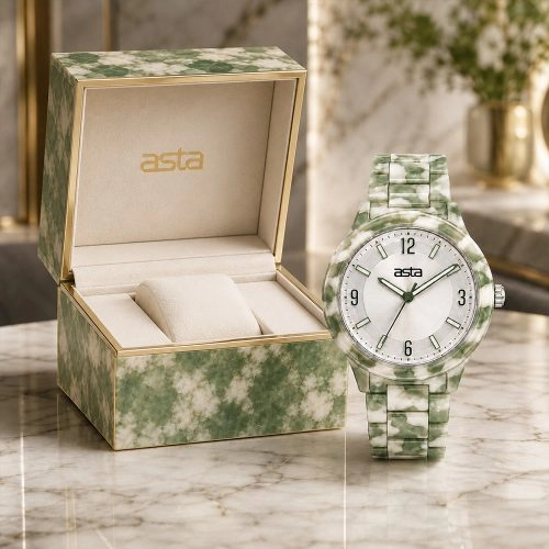 asta-Women Acetate Japan Quartz Watch Meadow Reflection Drift 15101-Acetate Strap
