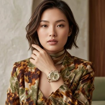 asta-Women Acetate Japan Quartz Watch Golden Sandstone Obsidian 15201-Acetate Strap