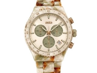 asta-Women Acetate Japan Quartz Watch Golden Sandstone Obsidian 15201-Acetate Strap