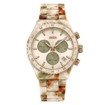 asta-Women Acetate Japan Quartz Watch Golden Sandstone Obsidian 15201-Acetate Strap