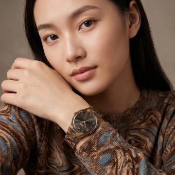 asta-Women Acetate Japan Quartz Watch Caramel Rock Swirl 15501-Acetate Strap