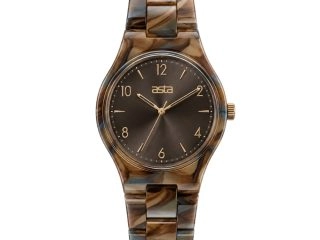 asta-Women Acetate Japan Quartz Watch Caramel Rock Swirl 15501-Acetate Strap