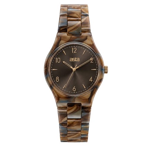 asta-Women Acetate Japan Quartz Watch Caramel Rock Swirl 15501-Acetate Strap