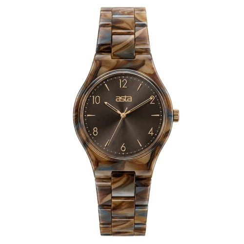 asta-Women Acetate Japan Quartz Watch Caramel Rock Swirl 15501-Acetate Strap