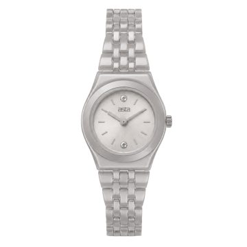 asta-Women Acetate Japan Quartz Watch Lunar Silver Obsidian 15801-Acetate Strap