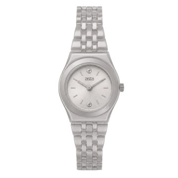 asta-Women Acetate Japan Quartz Watch Lunar Silver Obsidian 15801-Acetate Strap