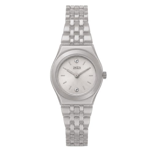 asta-Women Acetate Japan Quartz Watch Lunar Silver Obsidian 15801-Acetate Strap
